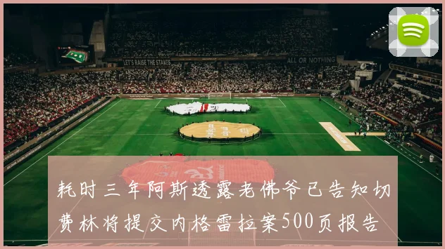 耗时三年阿斯透露老佛爷已告知切费林将提交内格雷拉案500页报告